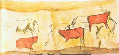 Calco de Francisco Jordá del panel de la cueva de Les Pedroses